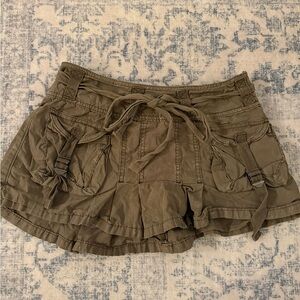 Olive Green Women's Cargo Micro Skirt